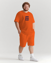 Keep Going You Can Do It Men's Big and Tall Simple Letter Short Sleeve T-shirt Shorts Set